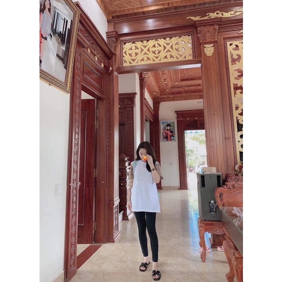 Áo phông phối tay kẻ karo nâu bbr H2A767