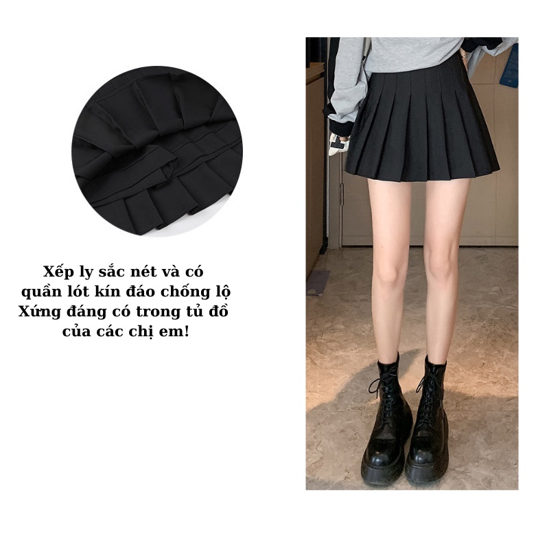 Chân Váy Tennis Xếp Ly BIG SIZE Lưng Cao Dáng A Có Lót Trong Co Dãn, Chân Váy Ngắn Nữ Bassic CV219