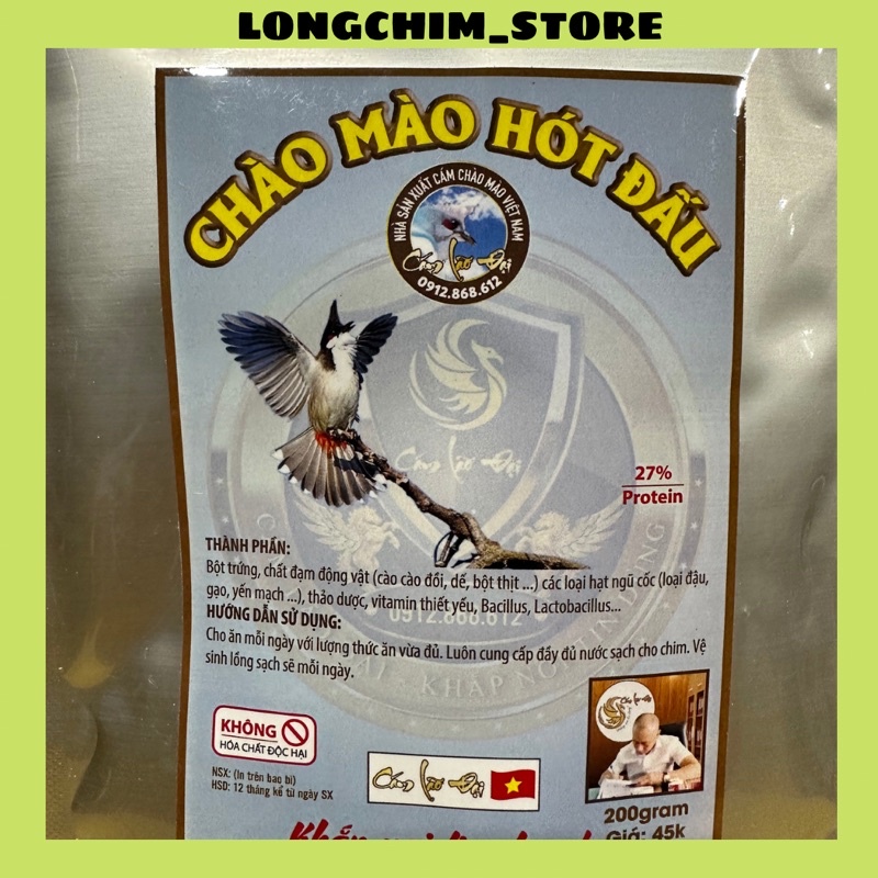 Cám chào mào hót đấu, cám chim chào mào lão đại dành cho mọi mùa và chim thi đấu túi zip bạc