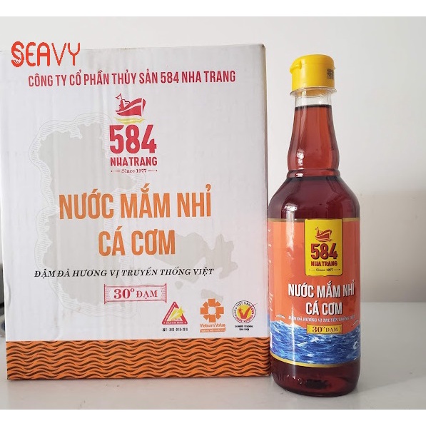 Thùng 6 chai Nước mắm 584 Nha Trang loại 30 độ đạm truyền thồng nguyên chất đậm đặc[SEAVY NHA T