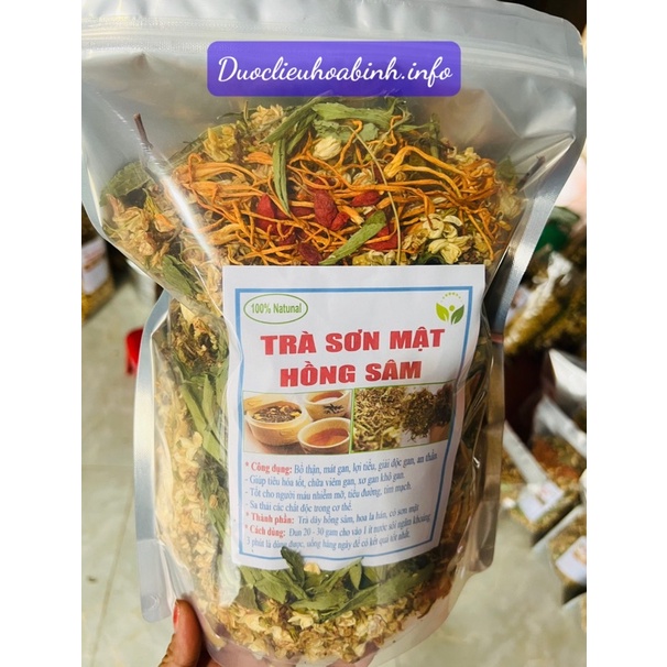 Trà Sơn Mật Hồng Sâm- Loại Cao Cấp - Đông Trùng Hạ Thảo - Kì tử (túi zip tiện dụng)