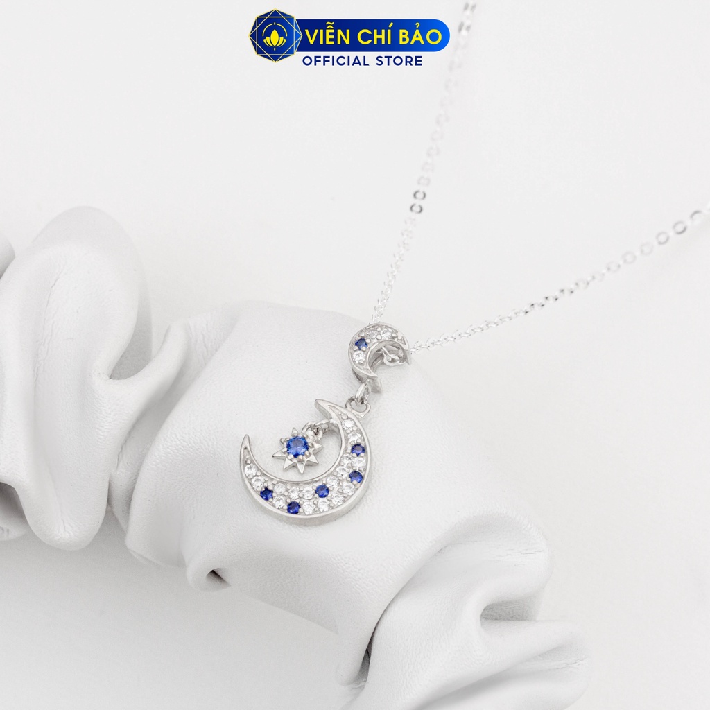Dây chuyền bạc nữ mặt Moon - Star - Xanh dương chất liệu bạc 925 thời trang phụ kiện trang sức Viễn Chí Bảo  D400639