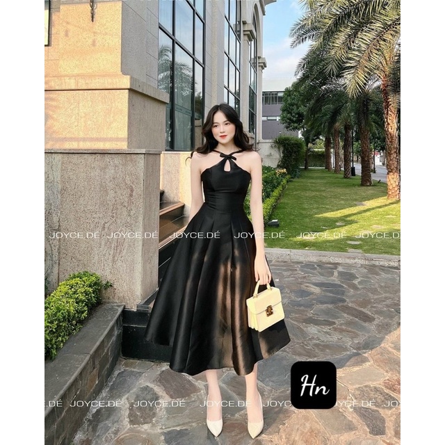 Váy yếm nơ tapta dáng xoè sang trọng