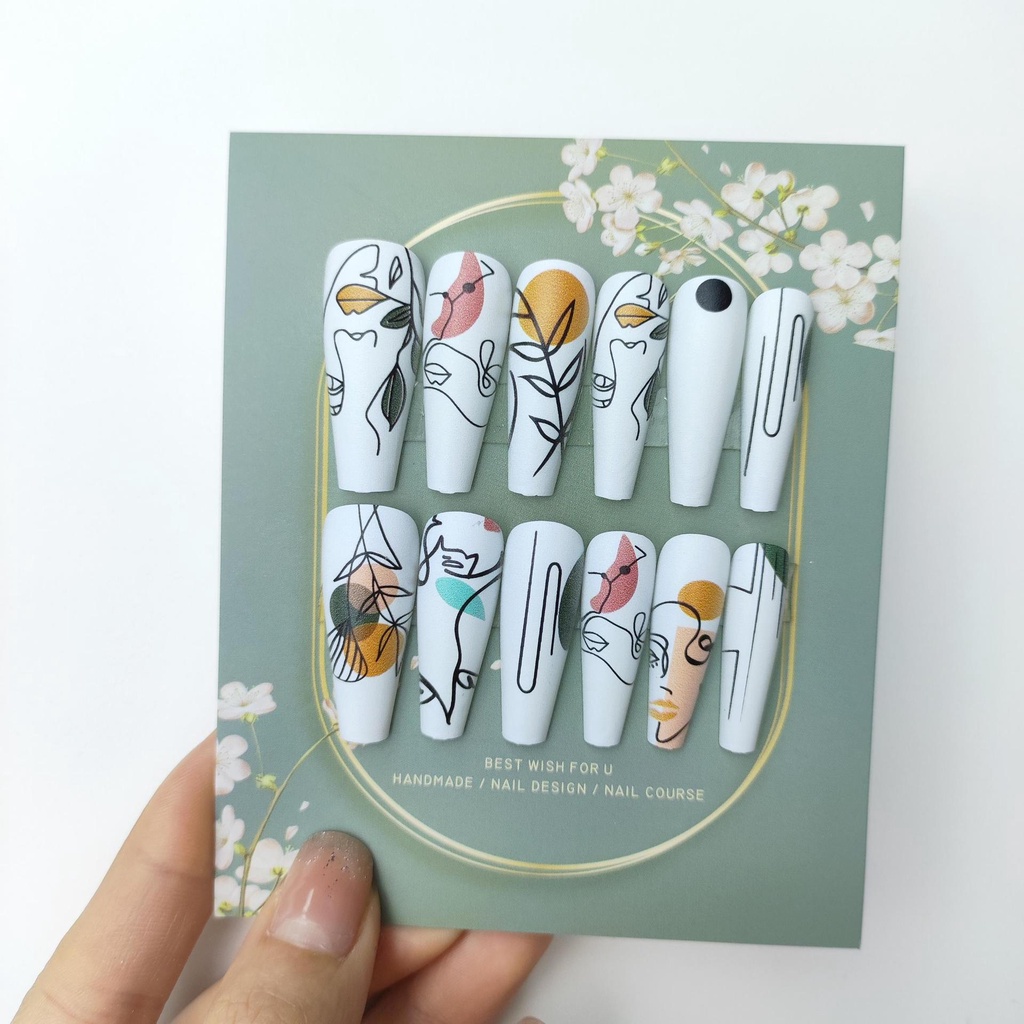 Set 24 Móng tay giả,móng úp dạng dải móng,thang móng DY01-DY50 kèm keo silicon,dũa