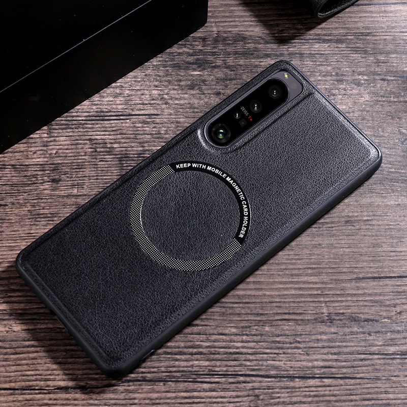Bao Da PU Nắp Gập Từ Tính Kèm Sạc Không Dây Chống Sốc Cho Sony Xperia 1 IV V Sony Xperia 1 5 10 V IV III II