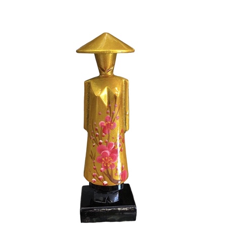 Tượng Gỗ Sơn Mài Cô Gái Áo Dài Việt Nam 15cm