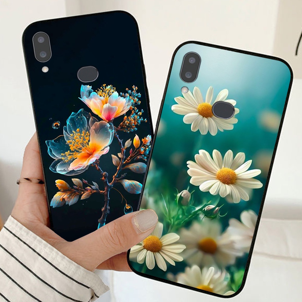 Ốp lưng Samsung a10s in nhám hình hoa cỏ