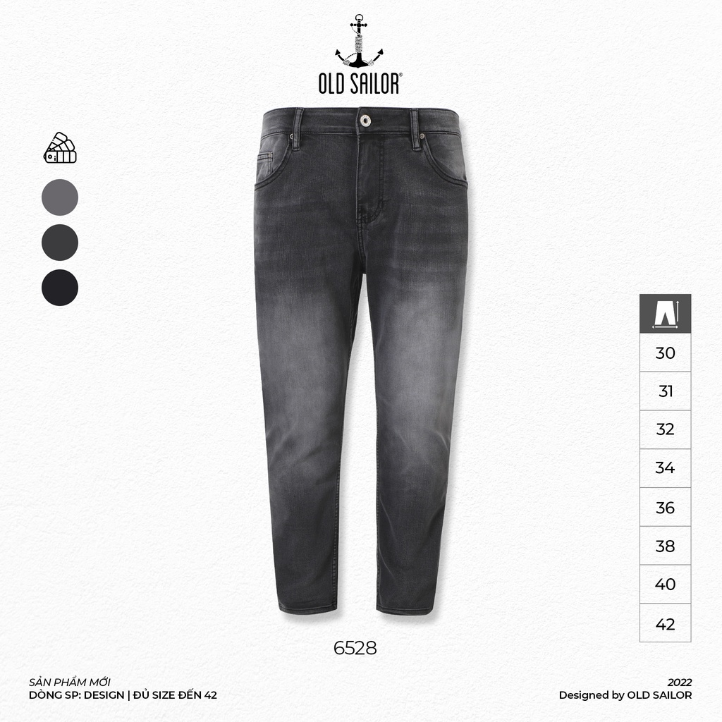 Quần Jean Nam OLD SAILOR Form Slimfit Màu Xám Trơn Jeans Co Giãn Bigsize 55-130kg