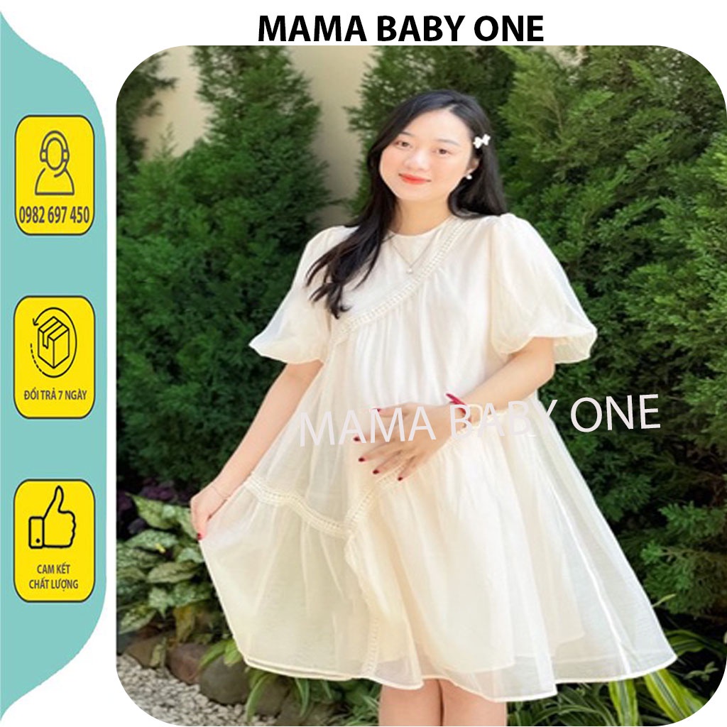 VÁY BẦU BABYDOLL VOAN MỊN HAI LỚP VIỀN REN MỀM MẠI TIỂU THƯ-ĐẦM BẦU CÔNG SỞ, DỰ TIÊC, MÙA HÈ XINH