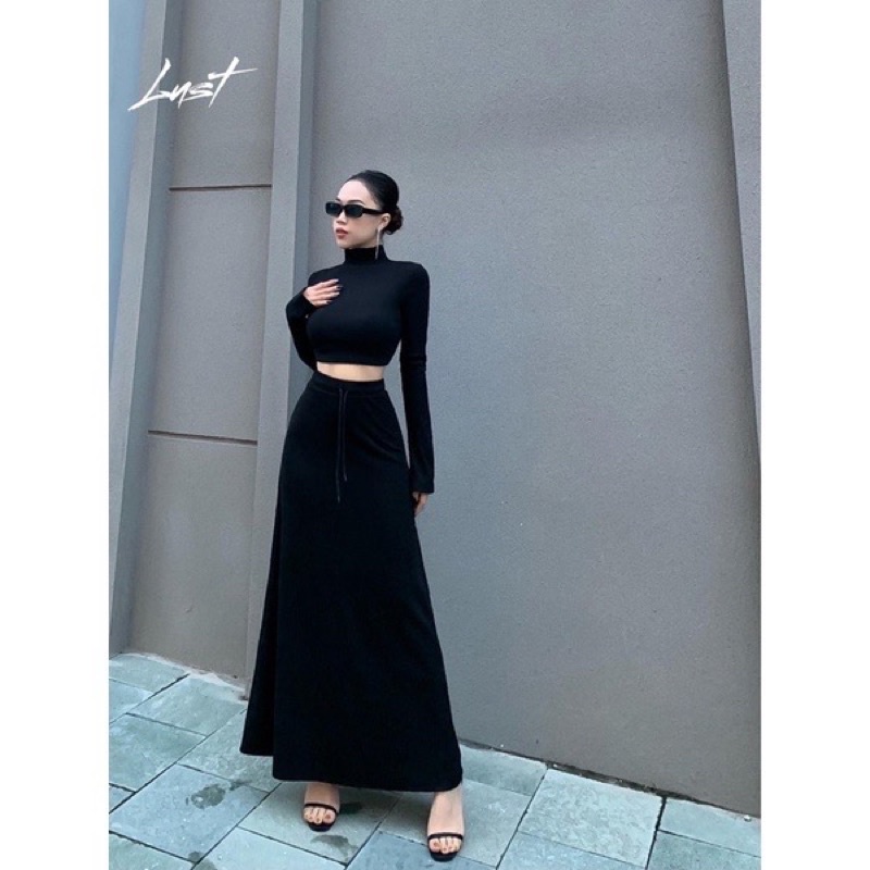 Set áo co lo + chân váy dài