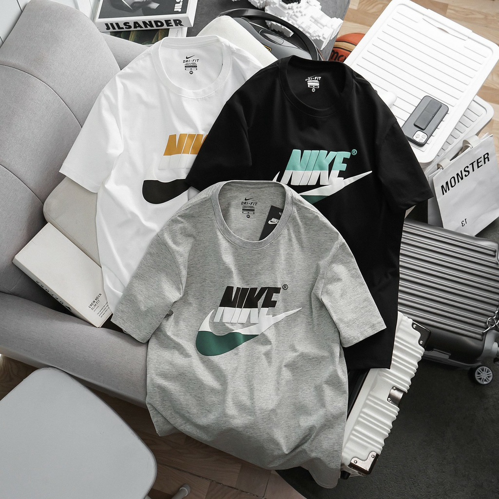 Áo thun thời trang thể thao, áo phông nam chất liệu cotton 4 chiều, logo in nổi cao cấp N23