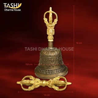 Bộ chuông và chày kim cang 5 chấu - đồng - vàng - size nhỏ