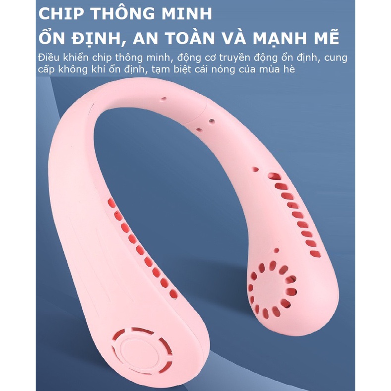 Quạt Đeo Cổ Tích Điện Không Cánh Mini Gutek M66 3 Cấp Độ, Gió Đa Chiều Chạy Êm