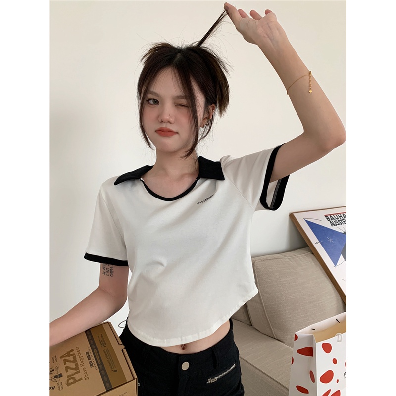 Áo polo Ngắn Tay Thời Trang Hàn Quốc 2023 Cho Nữ