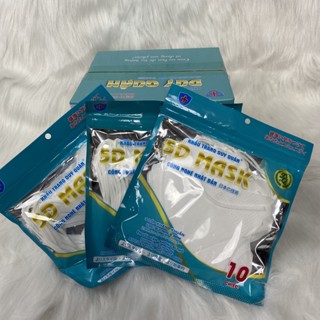 Túi 10 chiếc khẩu trang 5D y tế Hồng Quân 3 lớp kháng khuẩn