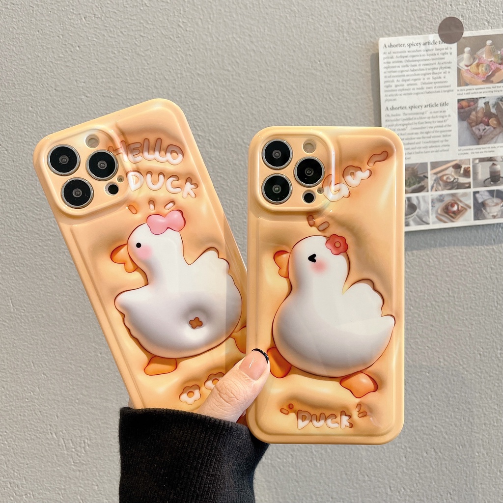 Ốp Điện Thoại IMD Chống Sốc Họa Tiết Chú Vịt Hoạt Hình Cho iPhone 14 / 13 / 12 / 11
