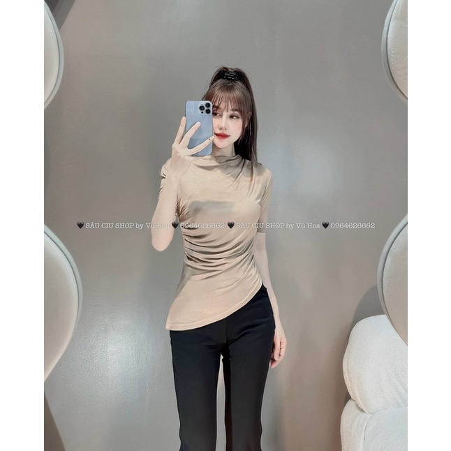 Áo Lệch Vai Rúm Eo ,vạt lệch , Áo Kiểu Nữ Lệch Vai Sẻ Điệu Đà B65