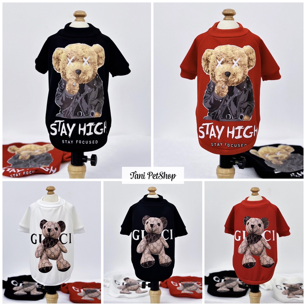 Quần Áo Cho Chó Mèo - Áo Thun ADLV Blue Bear - Áo Mèo Chó Cao Cấp Giá Rẻ Tanipetshop
