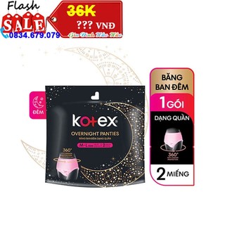 Băng vệ sinh Kotex Ban Đêm Dạng Quần Khô Thoáng - Gói 2 Miếng