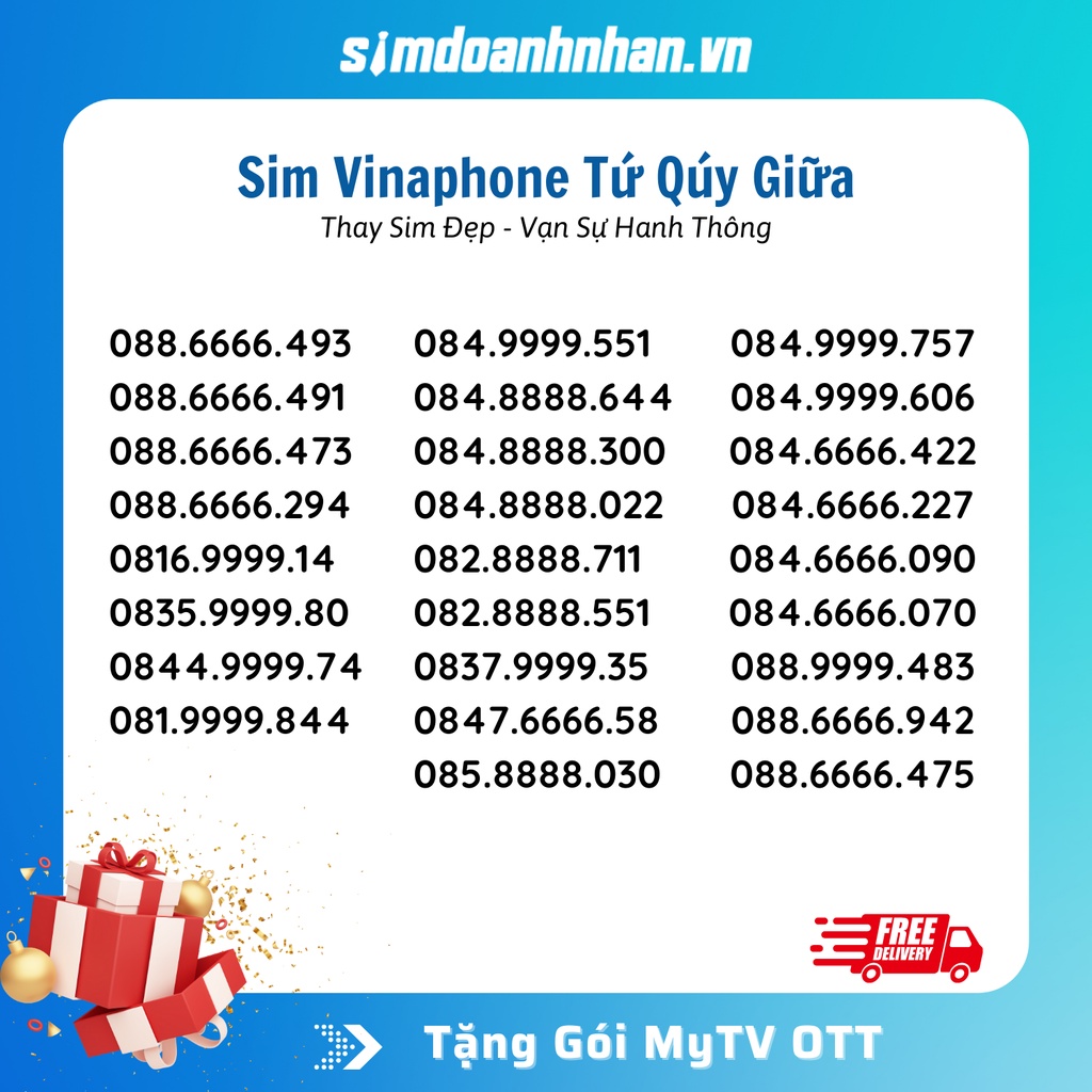 B1 - Sim 4G Vinaphone Tứ Quý Giữa D99V/1500 phút gọi nội mạng VNP, 1GB/ngày