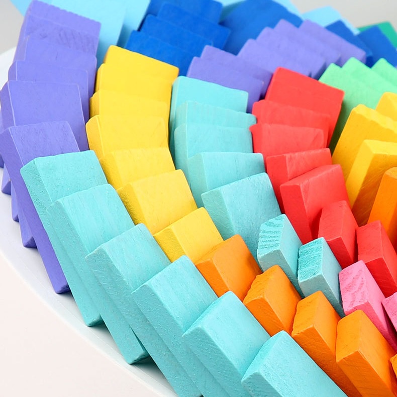 Bộ đồ chơi 100/120 hình khối Domino bằng gỗ cho bé - CTT026