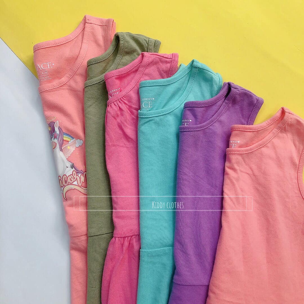 Váy cotton bé gái mặc hè thoáng mát size nhí màu sắc tươi sáng mẫu trơn và họa tiết/Đầm cotton mặc hè bé gái