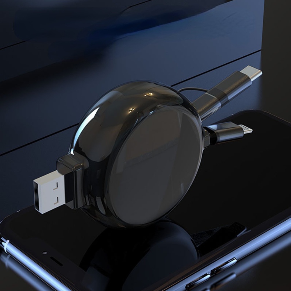 [Hàng Sẵn] Cáp sạc 3 trong 1 Thiết kế có thể thu vào đa năng di động nhỏ cho ô tô gia đình  【Spring061】