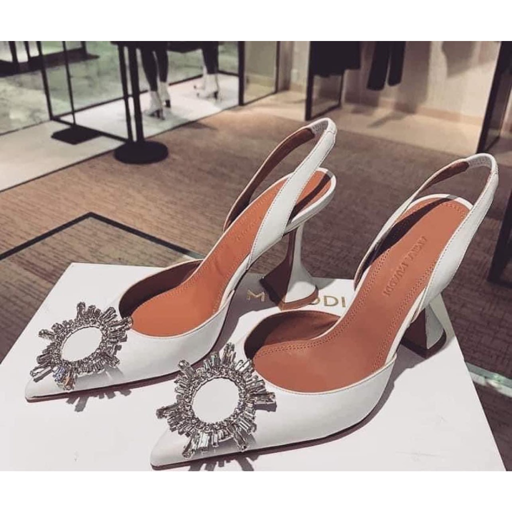 Sandal lụa đá mặt trời gót loe chuẩn hãng cao cấp