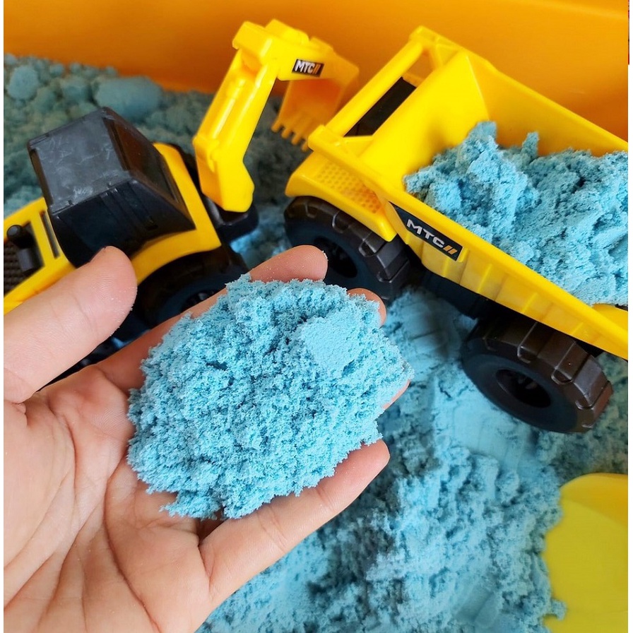 Hộp cát động lực sinh học không dính tay cho bé tặng kèm 2 xe công trình, xẻng và khuôn
