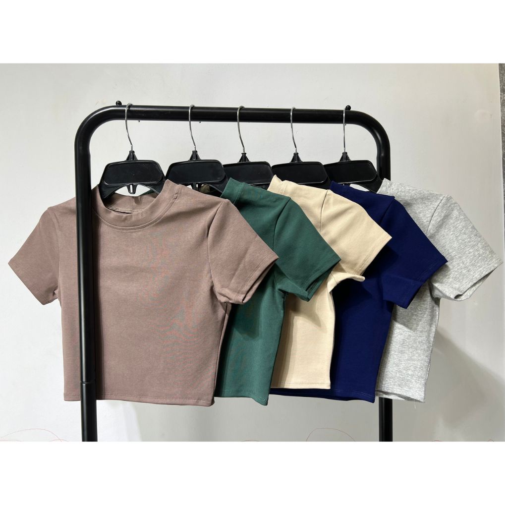 ÁO THUN CROPTOP CỔ TRÒ TAY CON 10 MÀU