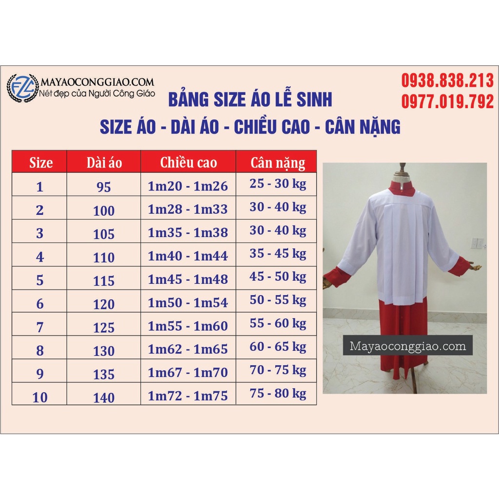 Áo Giúp Lễ Công Giáo màu xanh có ren và không ren đẹp