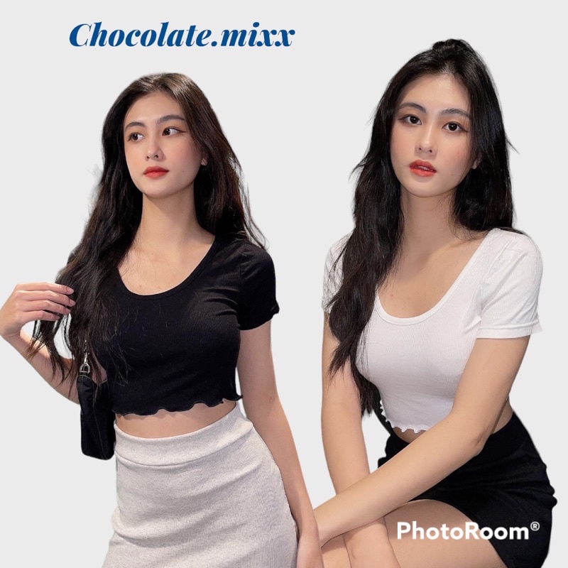 BASIC CROPTOP▪Áo croptop cổ tròn cuốn biên