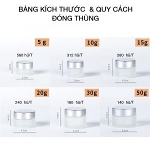 Hủ Thủy Tinh Mờ 30g Chiết Kem Dưỡng, Sáp, Mask, Bột, Mỹ Phẩm Du Lịch Thiết Kế Tinh Tế