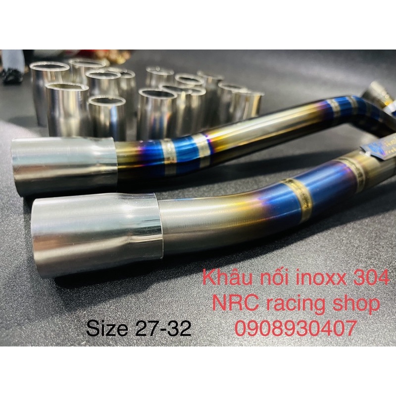 Khâu nối cổ bô, Đốt nối cổ pô chống xì chất liệu inox 304 sáng bóng size 27-32mm