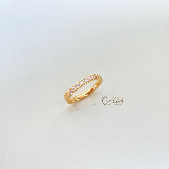 Nhẫn Titan Vàng Đính 10 Đá