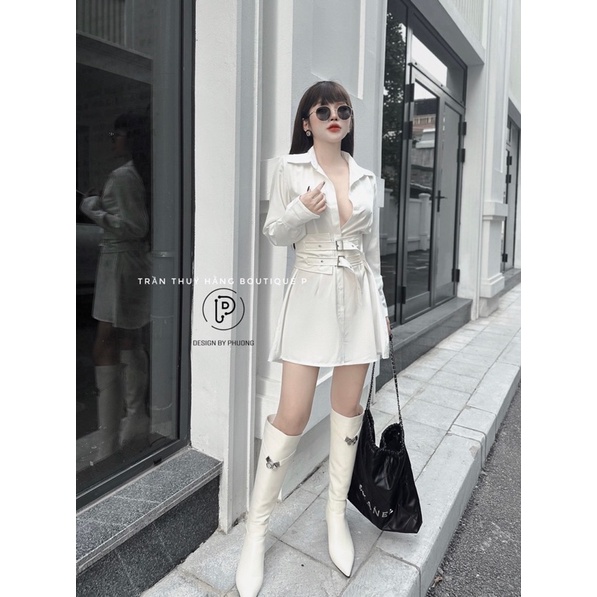 Đầm xuông chùm mông kèm đai eo chất liệu lụa 2 lớp