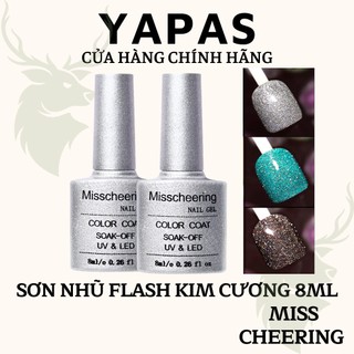 Sơn nhũ Flash kim cương nail Misscheering x Yapas 8ml cao cấp , Sơn gel móng tay flash diamond phản quang siêu sáng