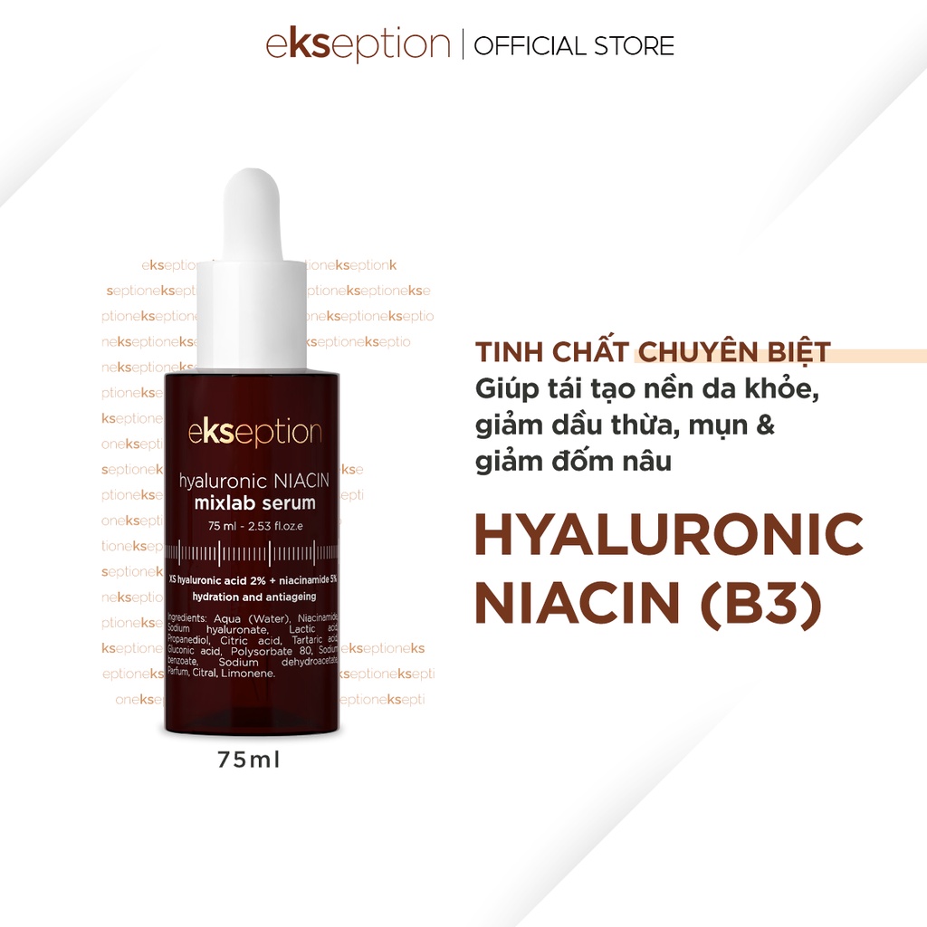 Serum HA + 5% B3 sáng da, mờ thâm mụn Ekseption Hyaluronic Niacin 75ml