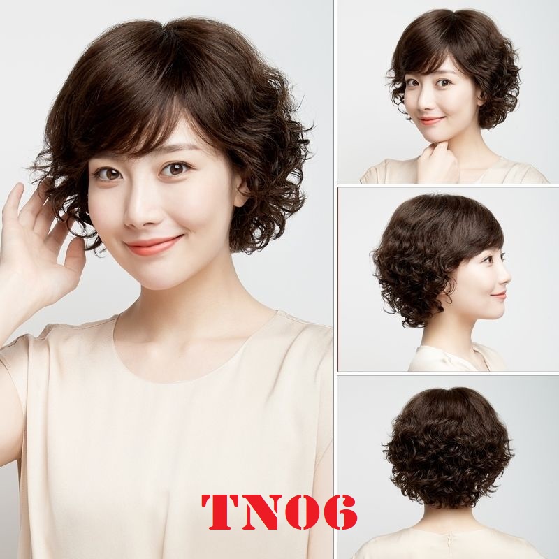 Tóc giả nữ ngắn trung niên QATN06, tặng lưới chụp (Sỉ 110k)
