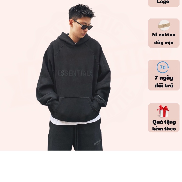 (2hand) ÁO KHOÁC HOODIE ESSENTIALS QUÁ CHẤT SWEATER UNISEX NAM NỮ PHỐI NÓN VẢI CAO CẤP KHÔNG XÙ LÔNG TRẺ TRUNG NĂNG ĐỘNG