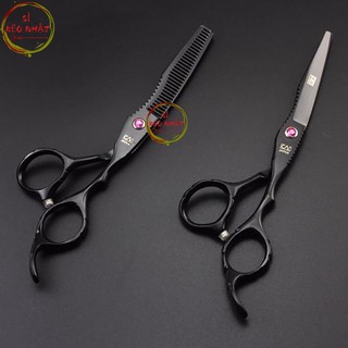 Kéo cắt tóc tỉa hóc Nhật Bản cao cấp KAISO màu đen MS08 [Mua cặp kéo tặng ví da+2 lược+chỉnh kéo]