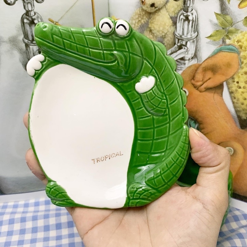Set dĩa ly cá sấu gốm sứ hoạt hình dễ thương nhật bản