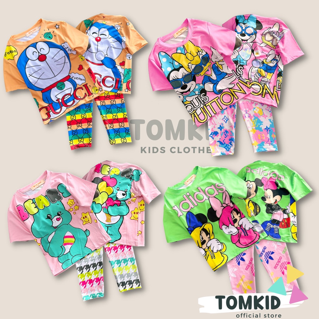 Đồ bộ cho bé gái đồ dài cho bé gái thun lạnh chính phẩm loại 1 co giãn không nhão vải 10-40kg Tomkids