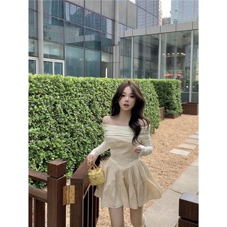 Đầm Trễ Vai Nhấn Eo Dáng Phồng