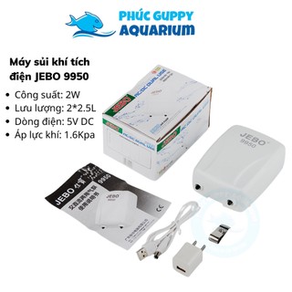Máy sủi khí oxy 2 vòi tích điện jebo 9950