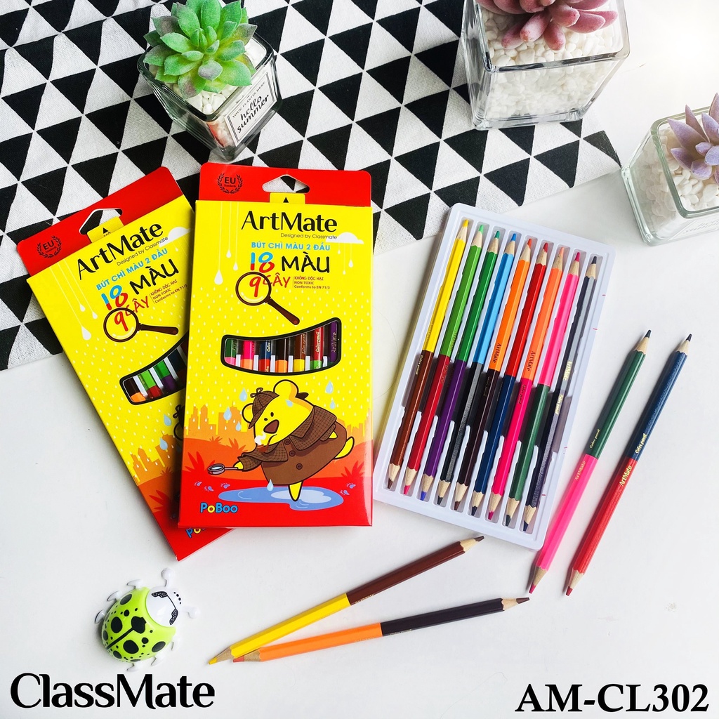 Chì màu 2 đầu Classmate 12/18/24 màu  AM-CL301/302/303