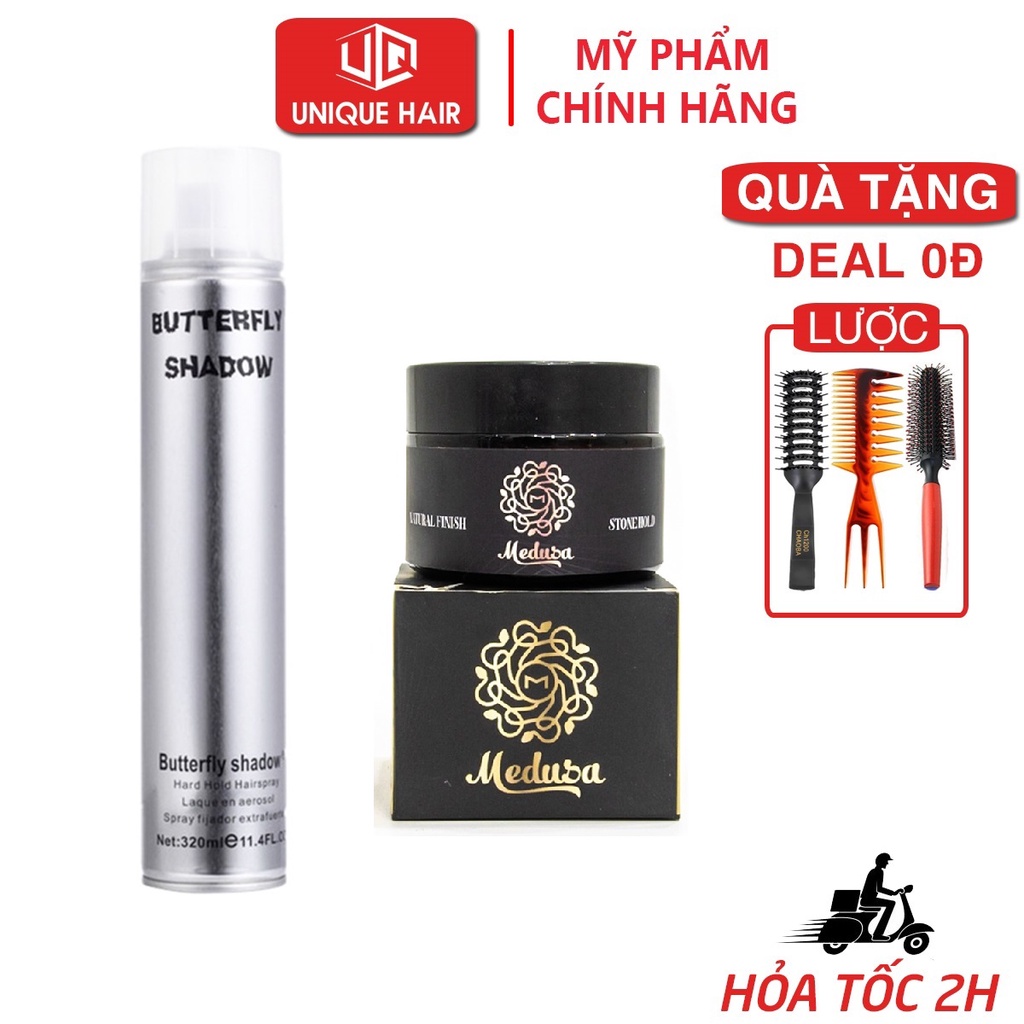 Combo Sáp Vuốt Tóc The Mythos Medusa + Gôm Butterfly 320ml + Tặng lược Chaobao