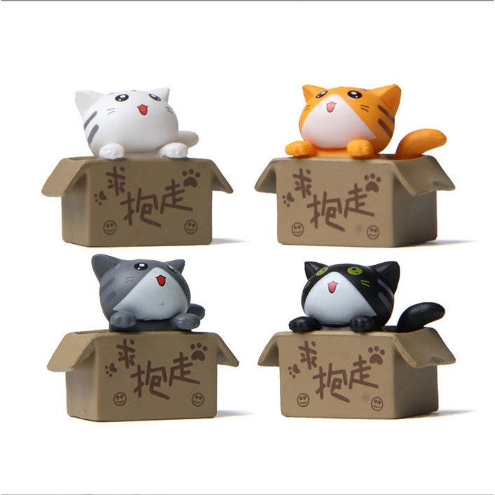 Decor bàn mèo hộp ver2 dễ thương trang trí terrarium, chậu cây