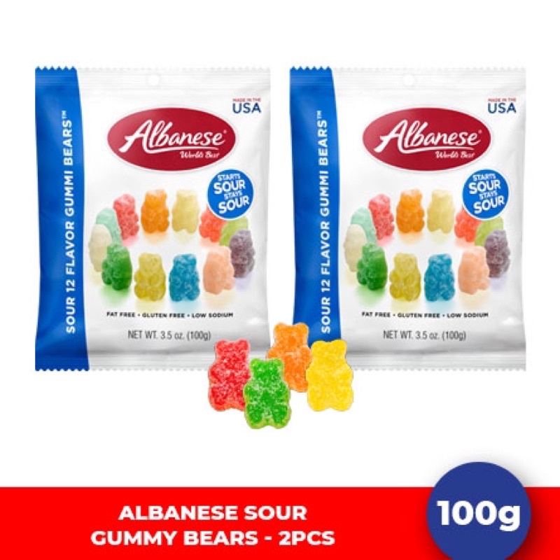 Kẹo dẻo Gummy Bear 12 vị trái cây chua ngọt ngon nhất thế giới của Albanese 100grs