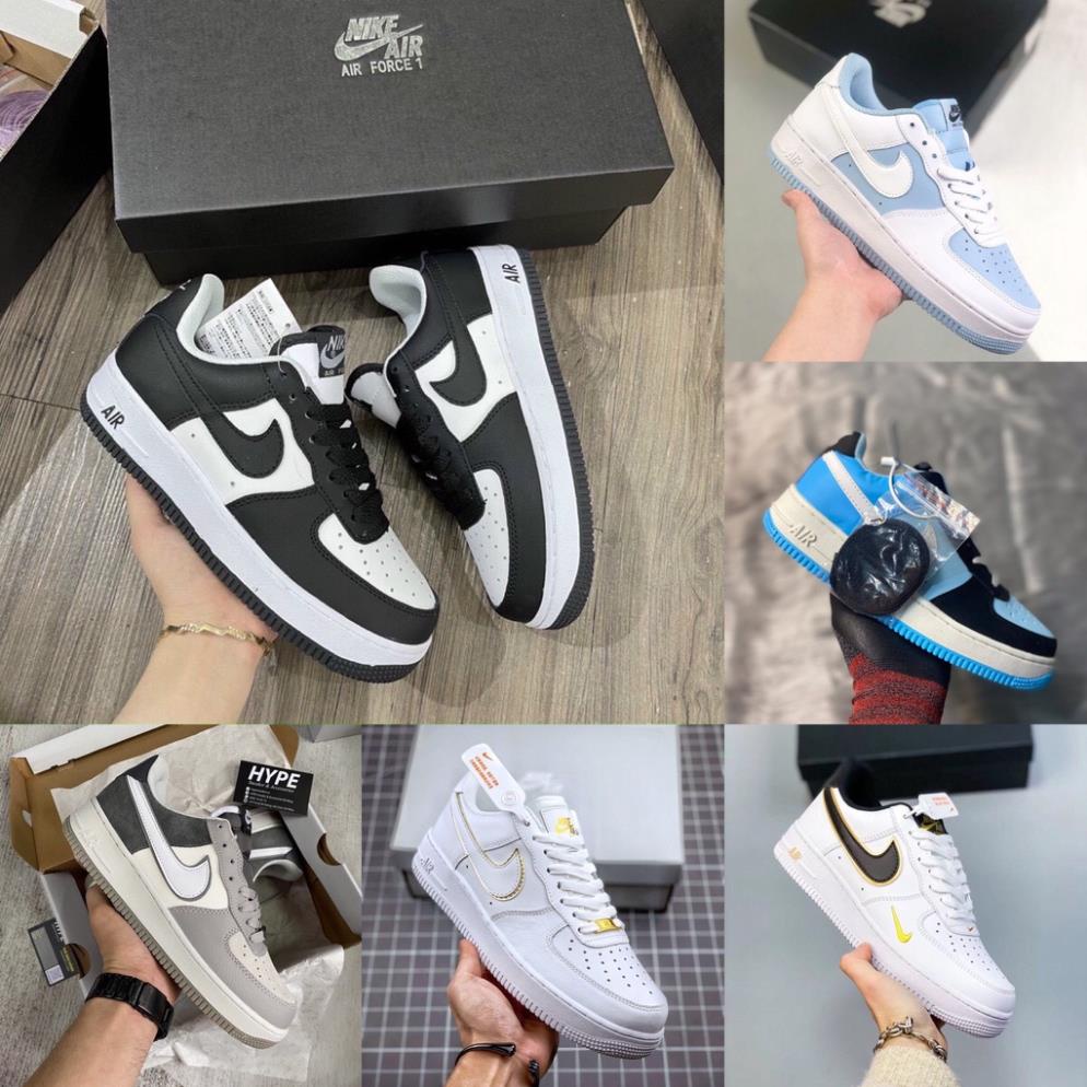 Giày thể thao AF1 đen, trắng, xám, xanh màu mới, Giày sneaker force 1 dành đi học đi chơi